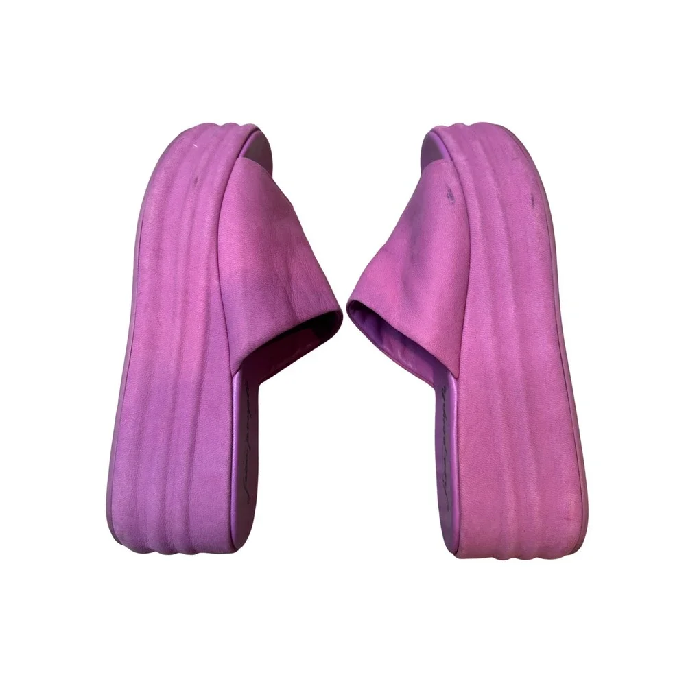Free People Pink Leather Platform Slide Sandals Women's‎ Size 39.5